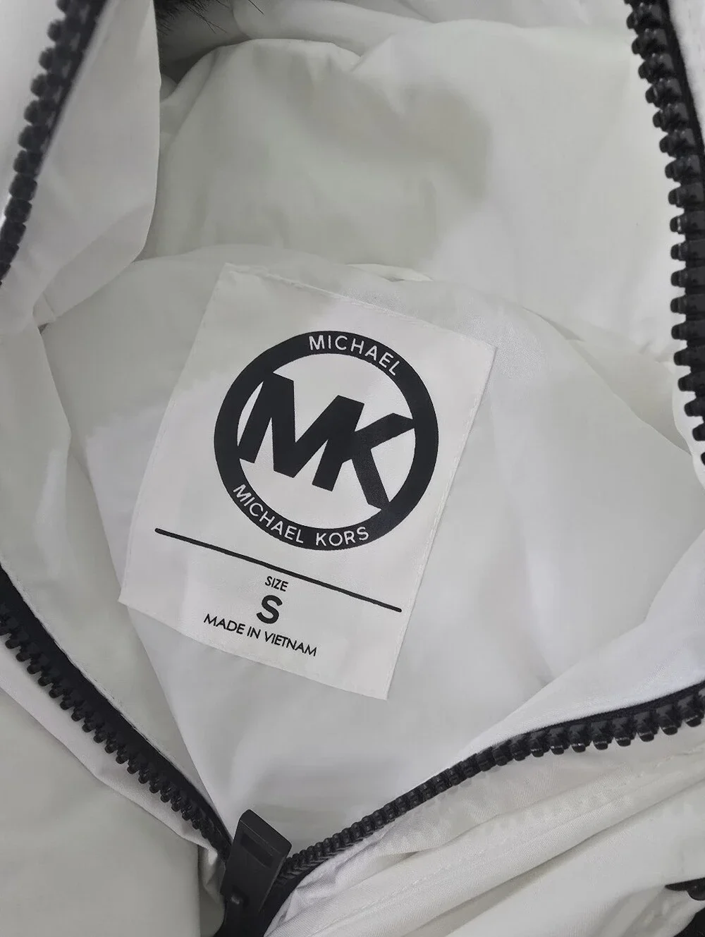 Michael Kors Women's Belted Hooded Puffer Coat Faux Fur Trim Size S Retail $300